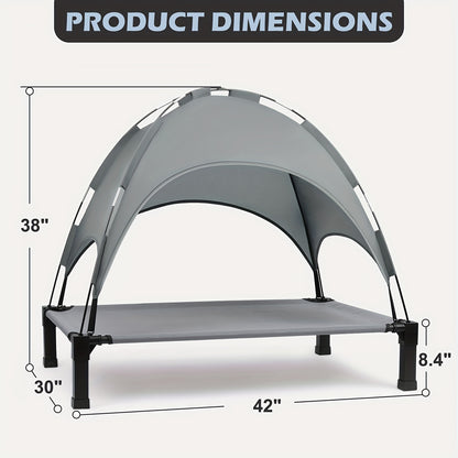 Elevated Dog Bed with Canopy and Removable Shade