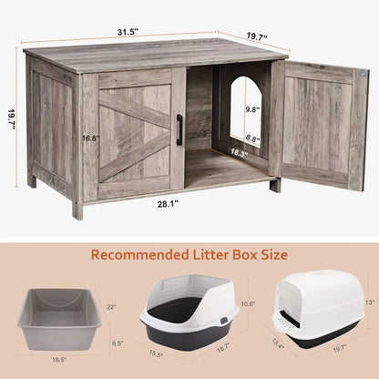 Litter Box Furniture with Barn Door