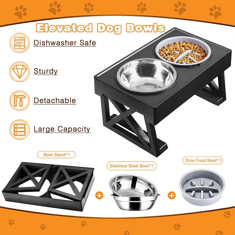 Elevated Bowls Stand 3 Adjustable Heights