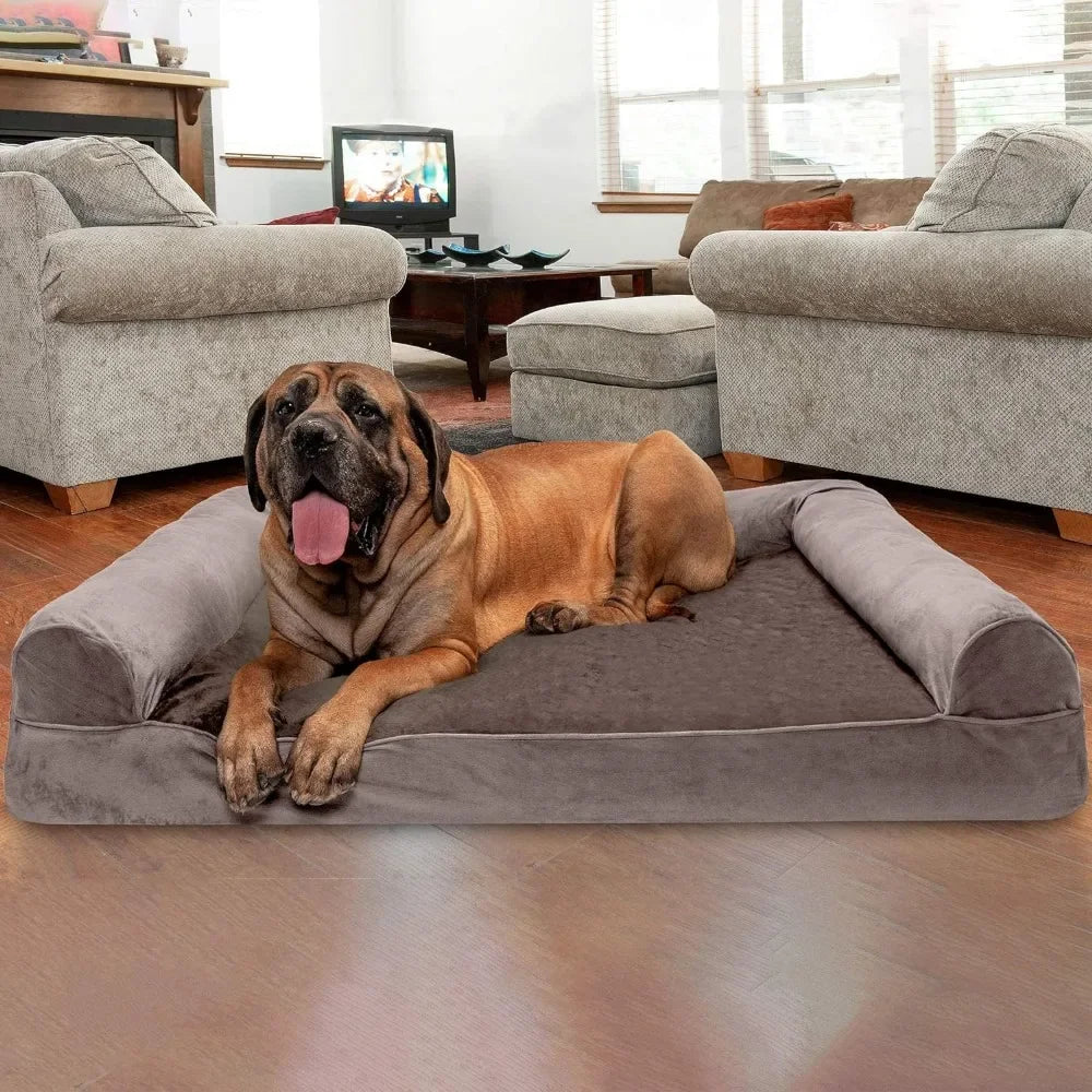 Dog Bed for Large Dogs w/ Removable Bolsters & Washable Cover