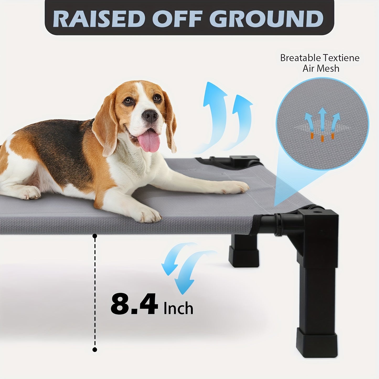 Elevated Dog Bed with Canopy and Removable Shade